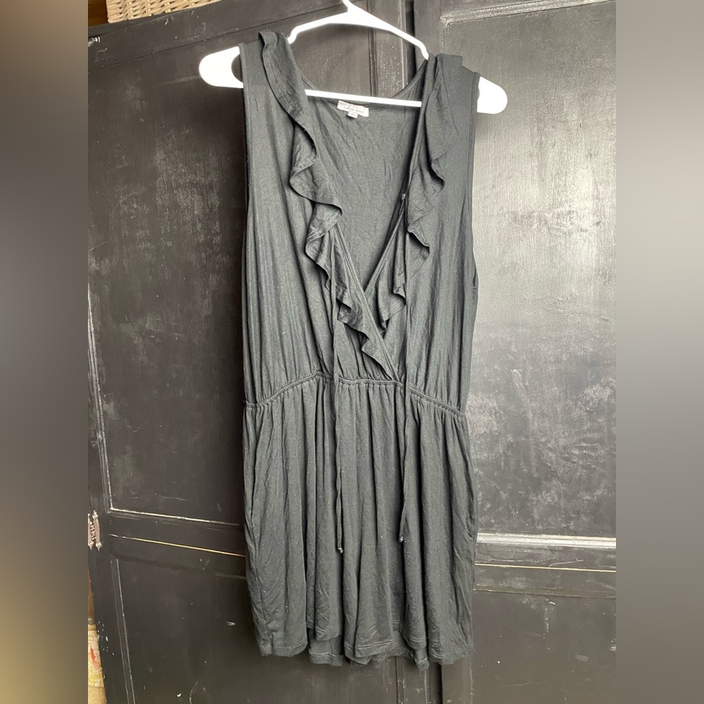 Black White Birch Ruffled Romper Sz XL